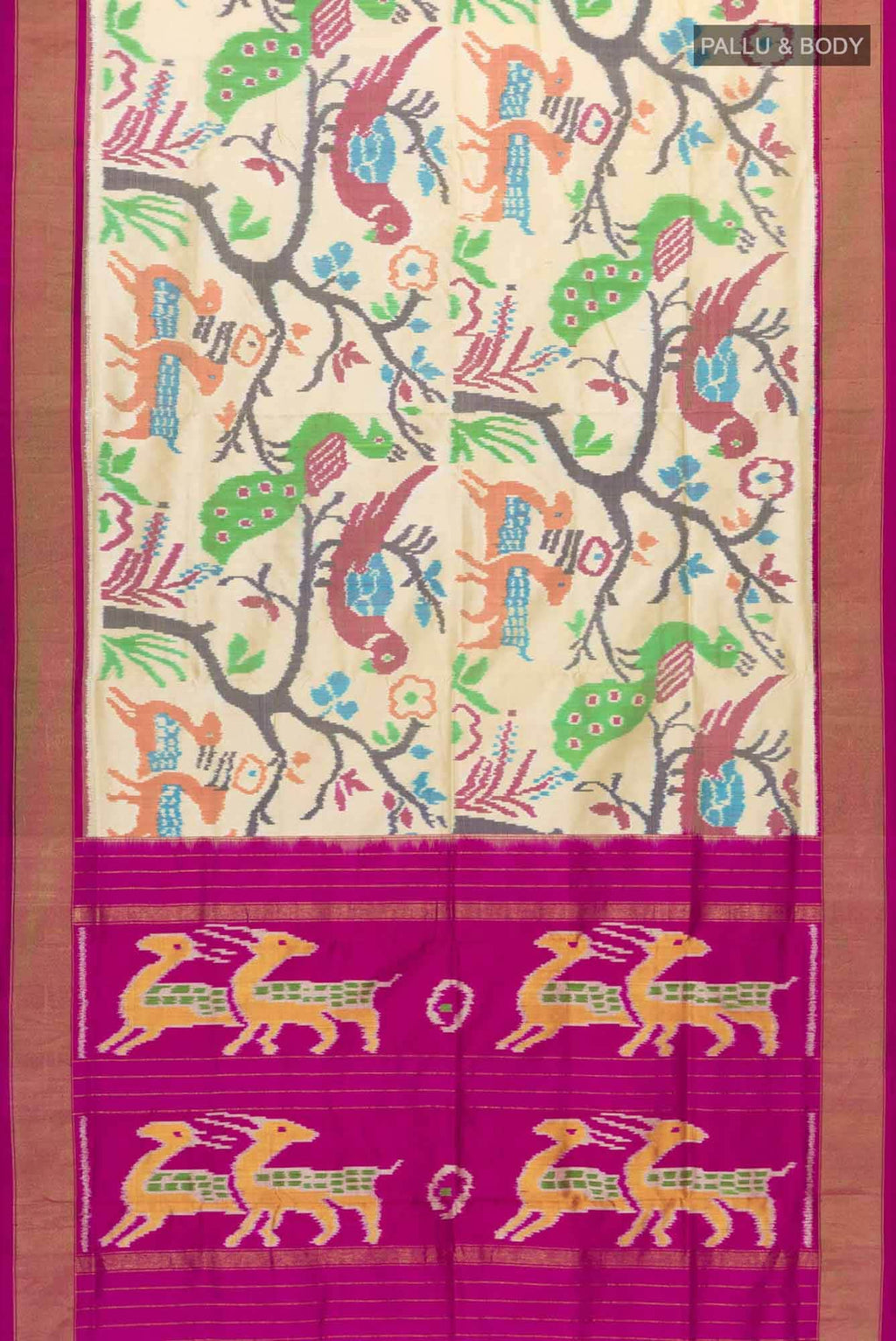 Cream Pochampally Silk Saree