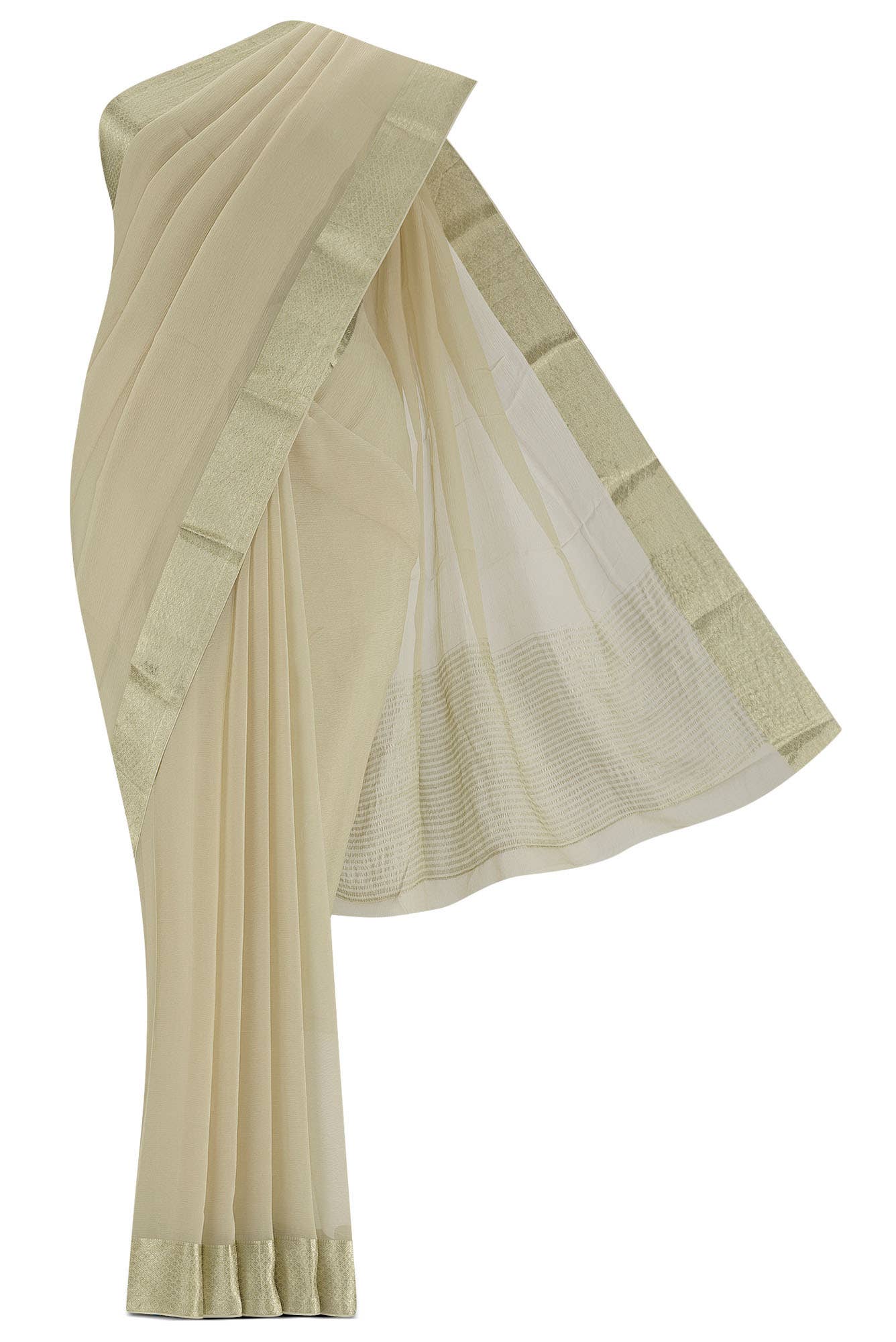 Beige Mysore Chiffon Saree