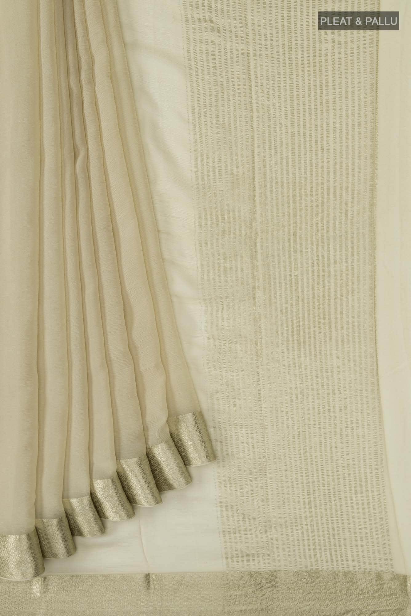 Beige Mysore Chiffon Saree