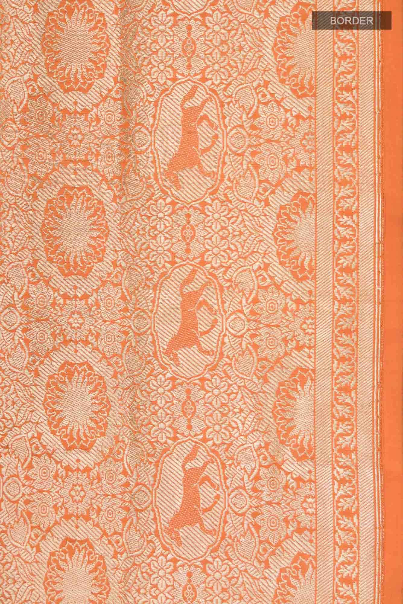 Chariots of the Sun-Orange Banarasi Silk Saree