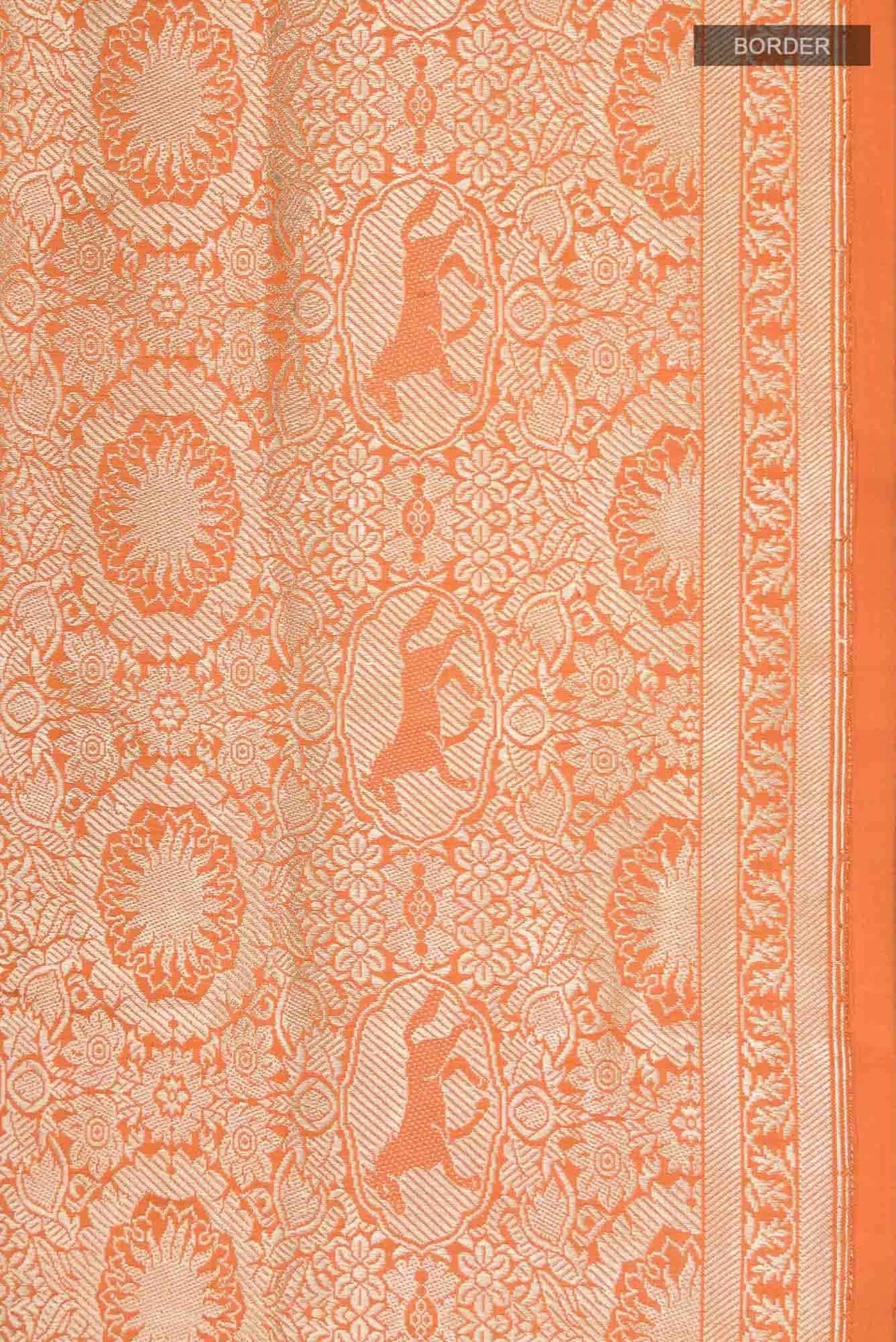 Chariots of the Sun-Orange Banarasi Silk Saree