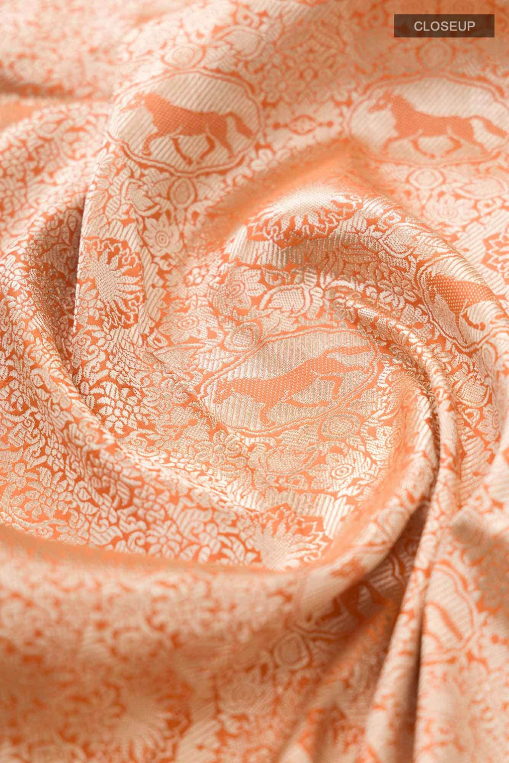 Chariots of the Sun-Orange Banarasi Silk Saree