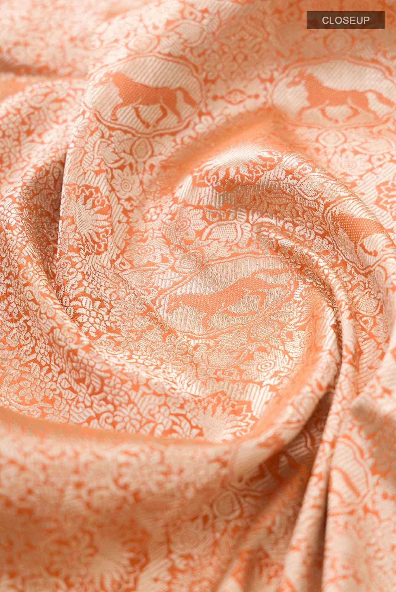 Chariots of the Sun-Orange Banarasi Silk Saree