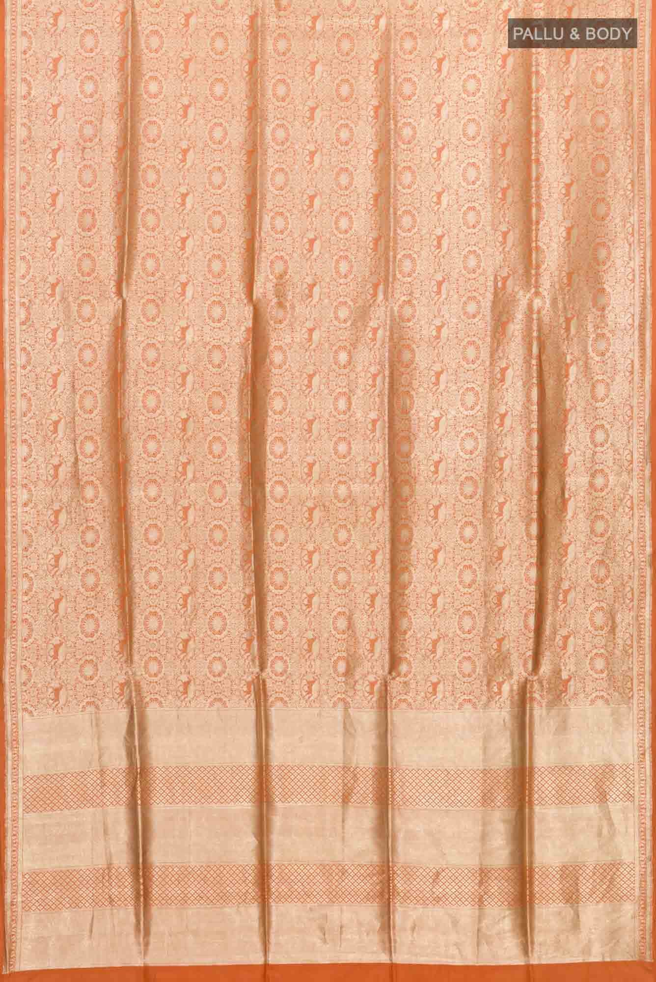 Chariots of the Sun-Orange Banarasi Silk Saree