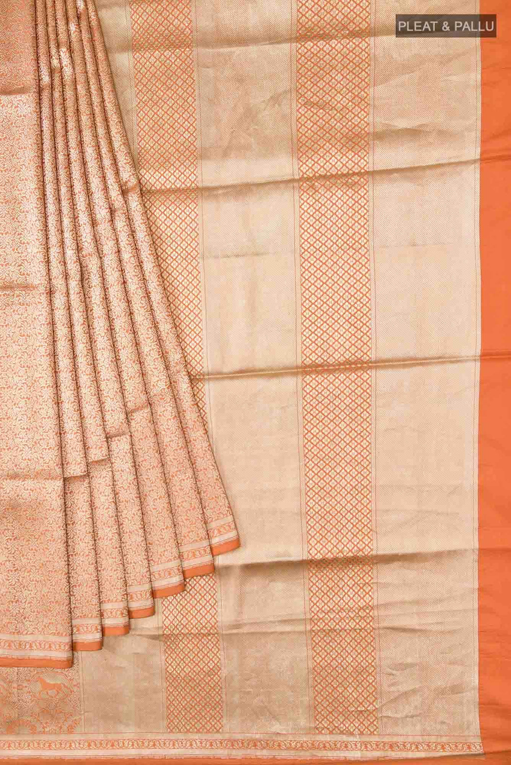 Chariots of the Sun-Orange Banarasi Silk Saree