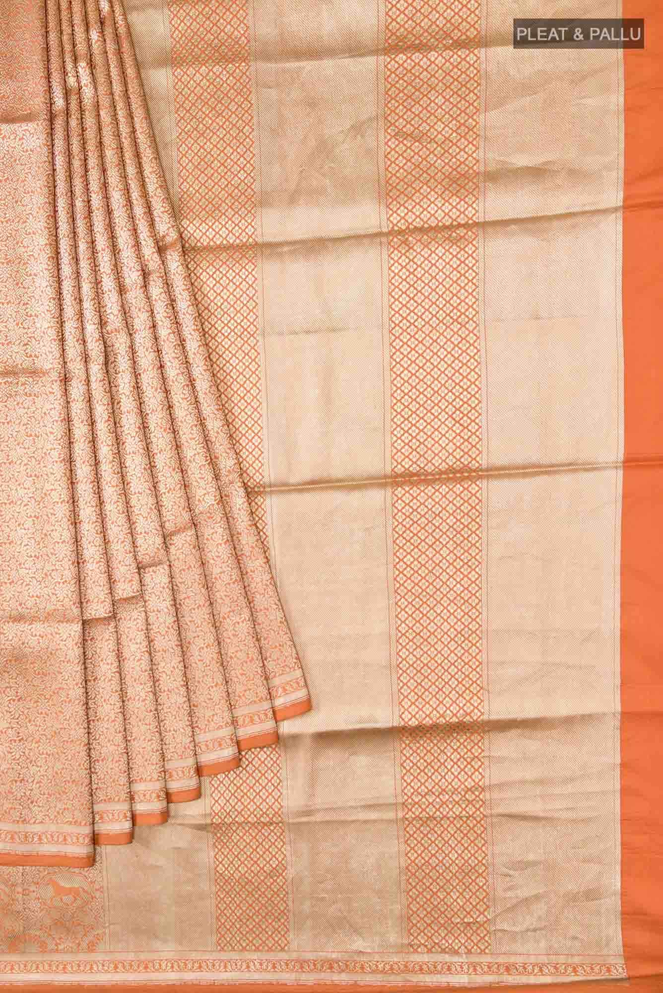 Chariots of the Sun-Orange Banarasi Silk Saree