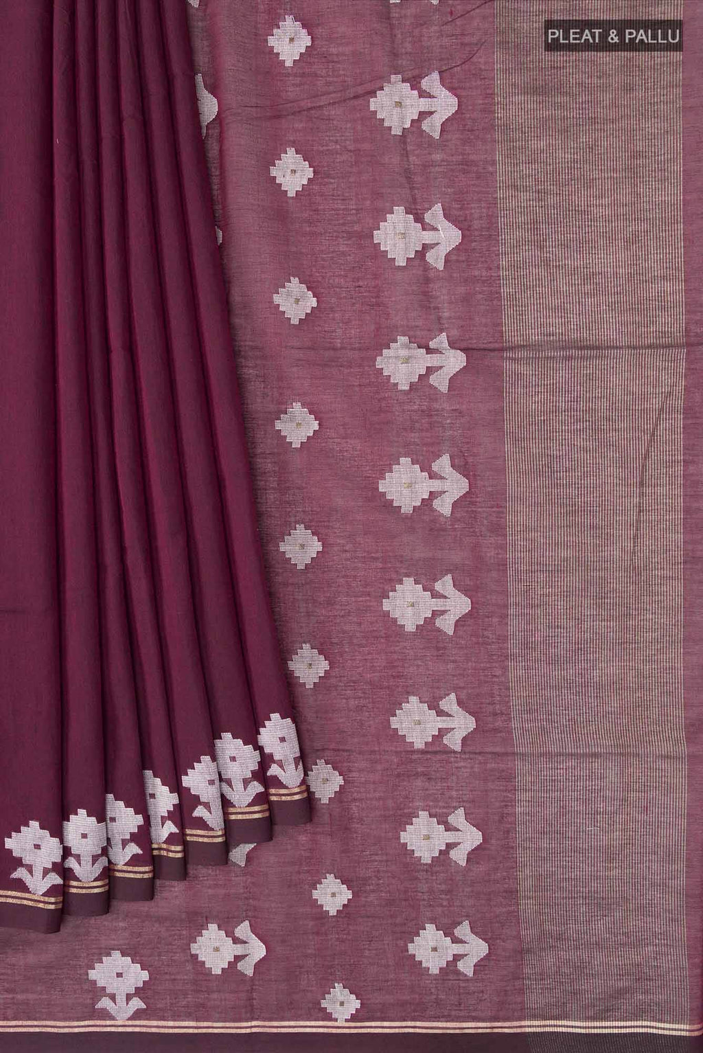 Anuradha-Maroon Bengal Cotton Saree