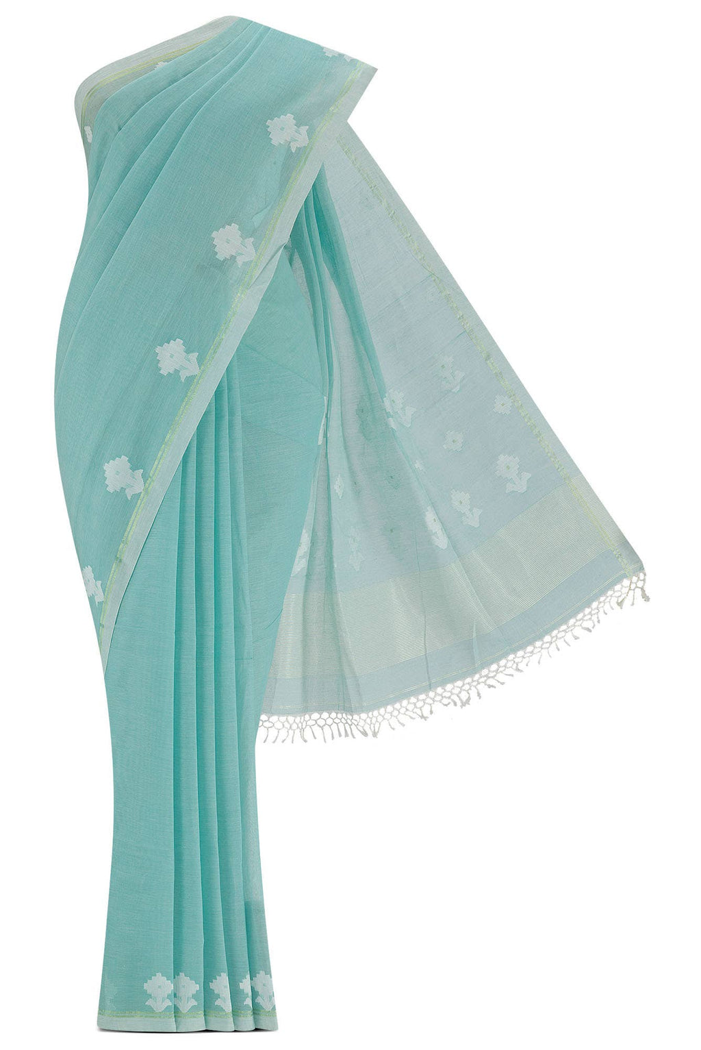Anuradha-Aqua Blue Bengal Cotton Saree