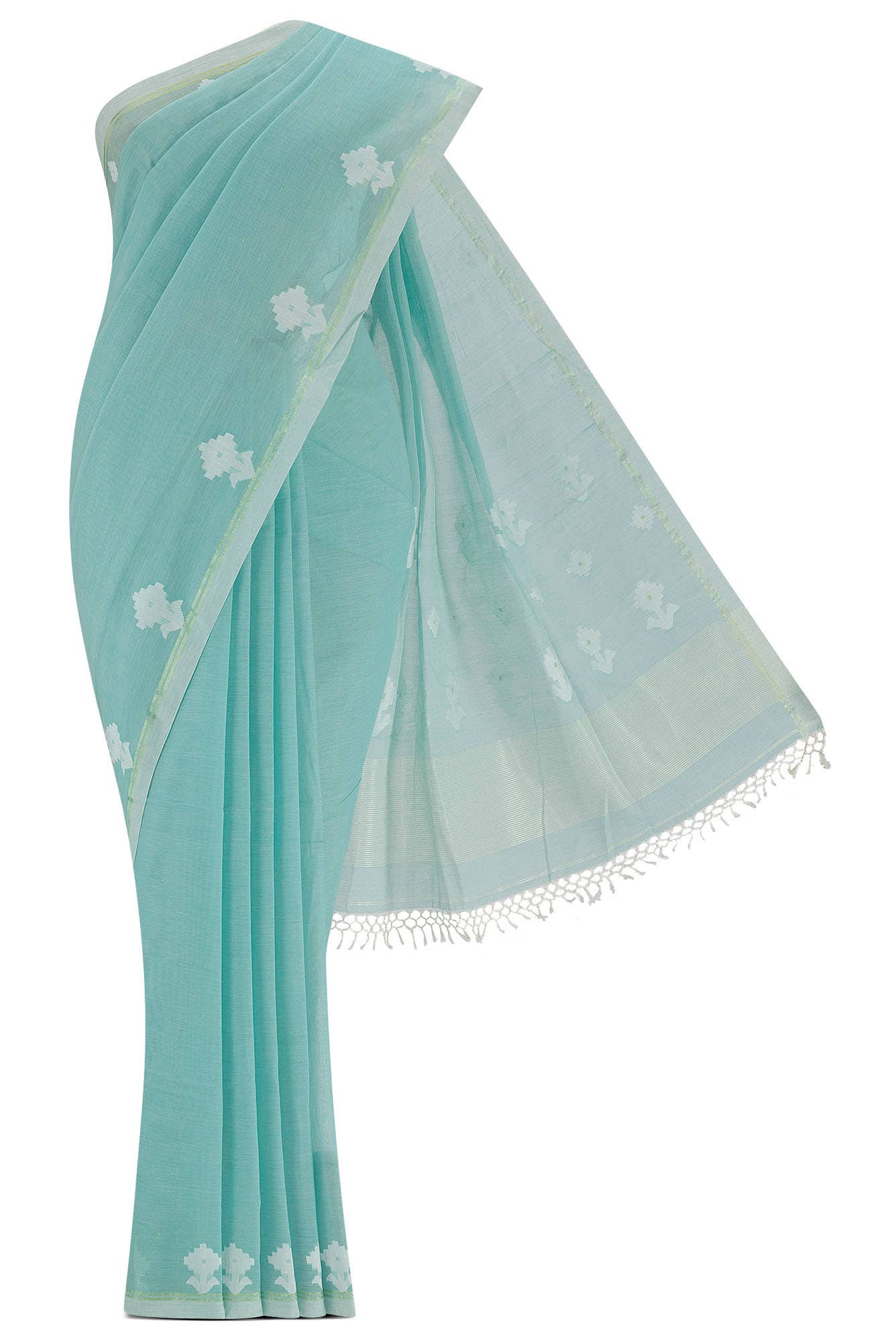 Anuradha-Aqua Blue Bengal Cotton Saree