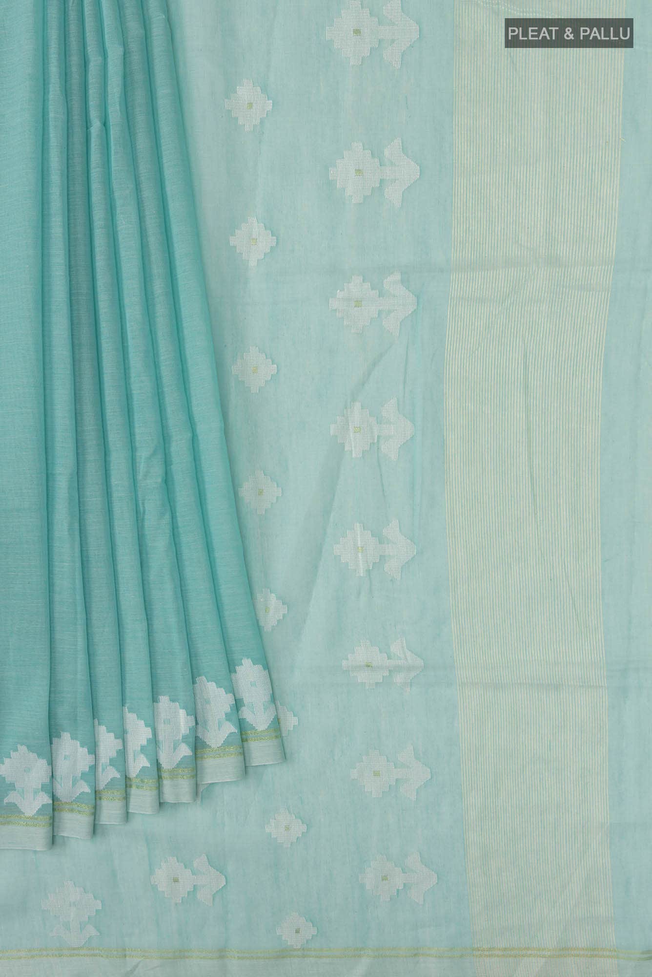 Anuradha-Aqua Blue Bengal Cotton Saree