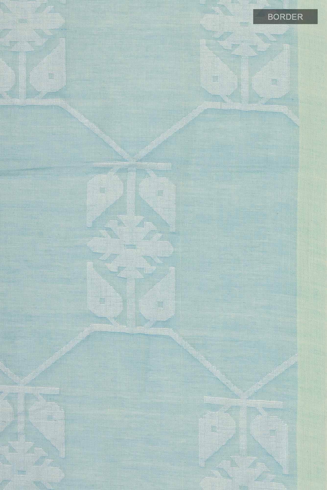 Suman-Pastel Blue Bengal Cotton Saree
