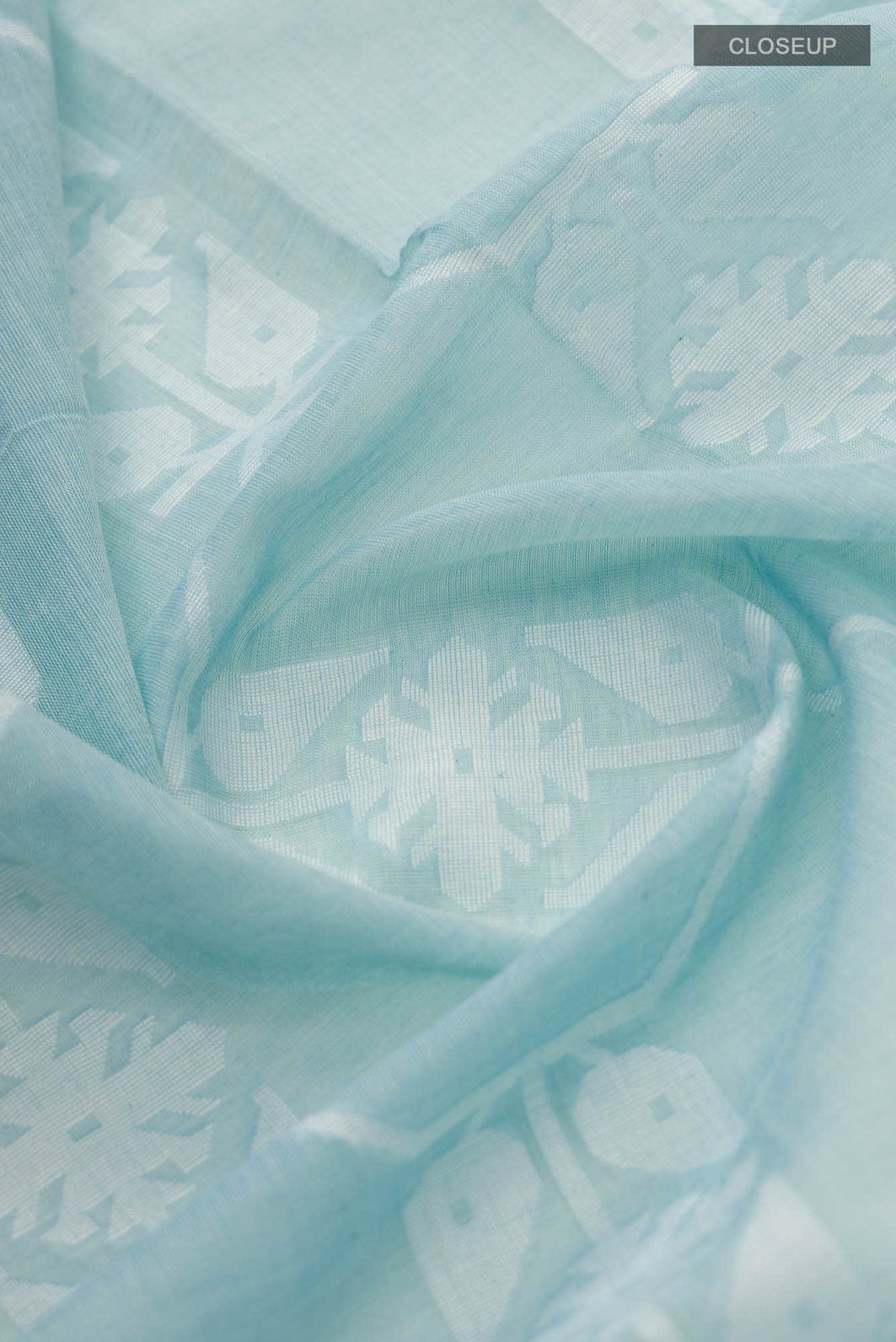 Suman-Pastel Blue Bengal Cotton Saree