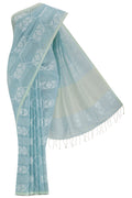 Suman-Pastel Blue Bengal Cotton Saree