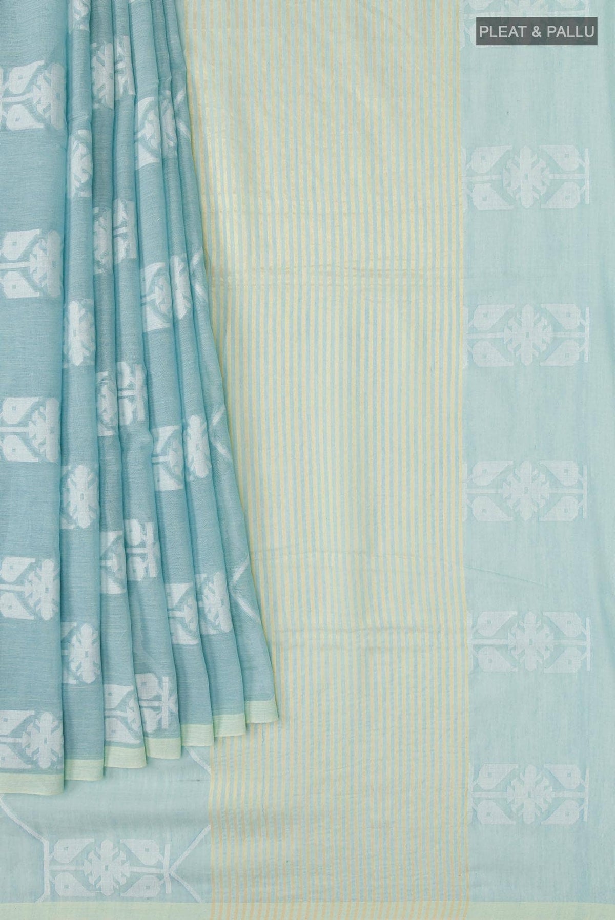 Suman-Pastel Blue Bengal Cotton Saree