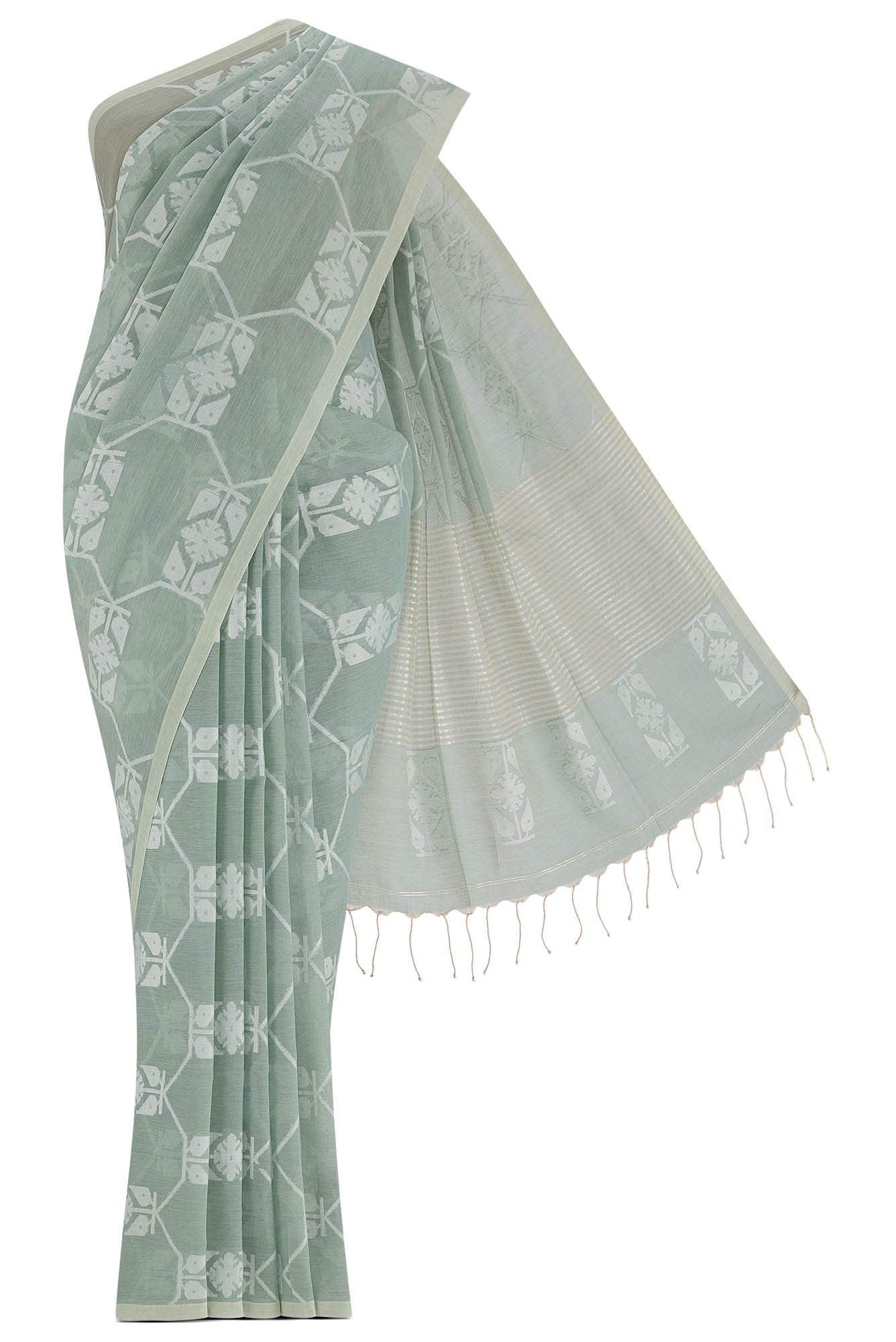 Suman-Light Green Bengal Cotton Saree