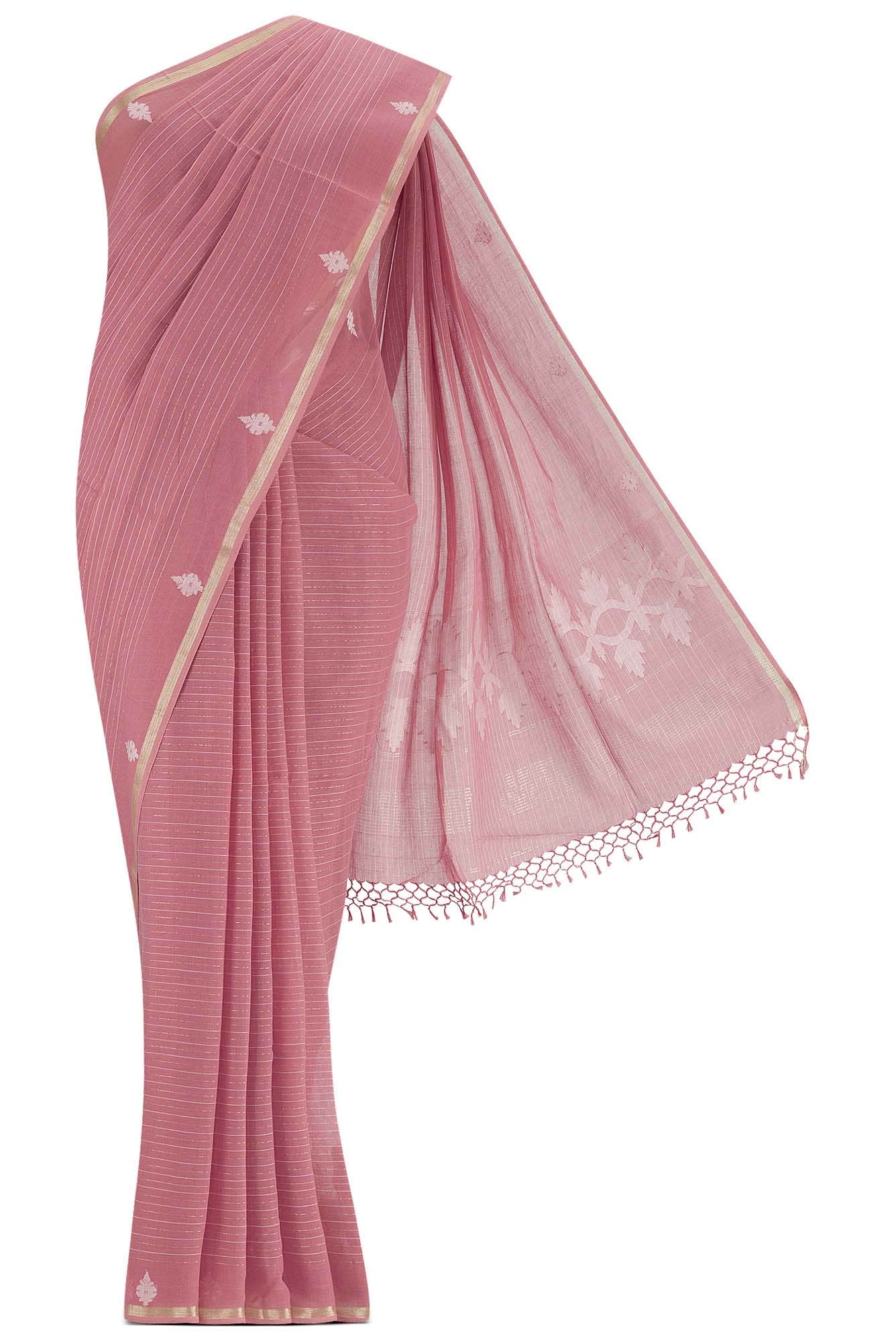 Haimanti-Dusky Pink Bengal Cotton Saree