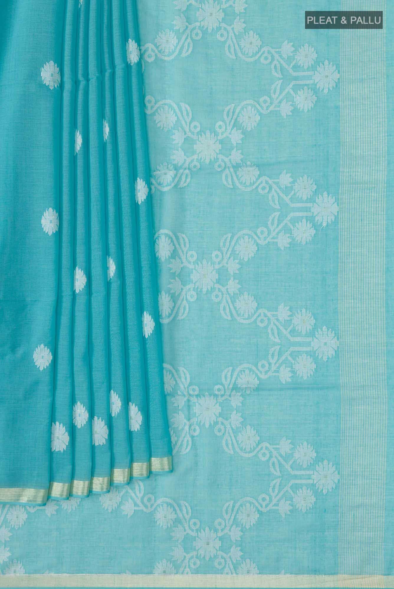 Aaheli-Light Blue Bengal Cotton Saree