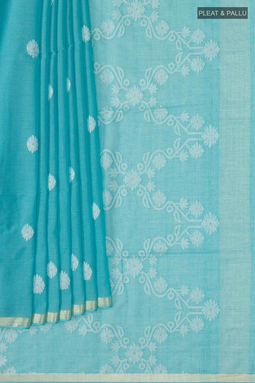 Aaheli-Light Blue Bengal Cotton Saree