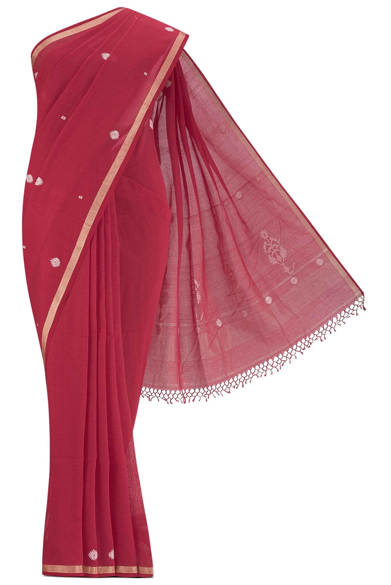 Damini-Red Bengal Cotton Saree