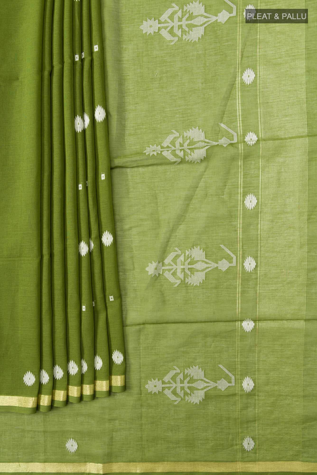 Damini-Green Bengal Cotton Saree