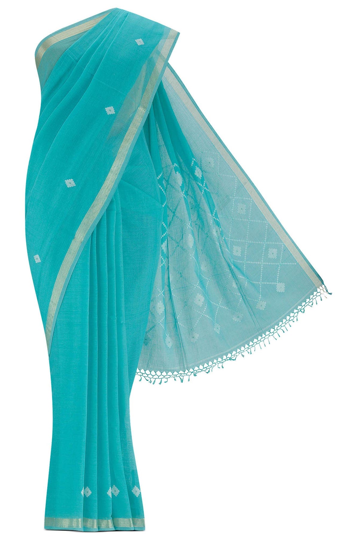 Suchitra-Turquoise Bengal Cotton Saree