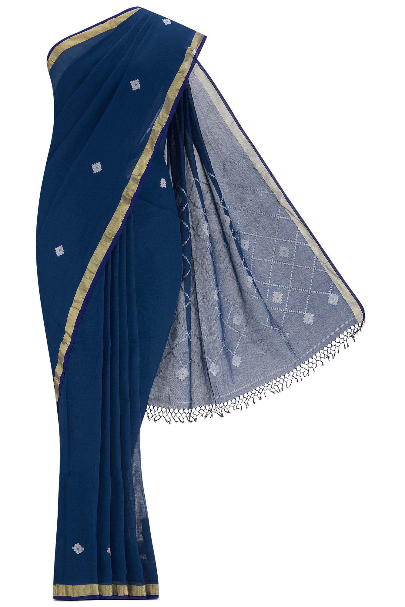 Suchitra-Dark Blue Bengal Cotton Saree