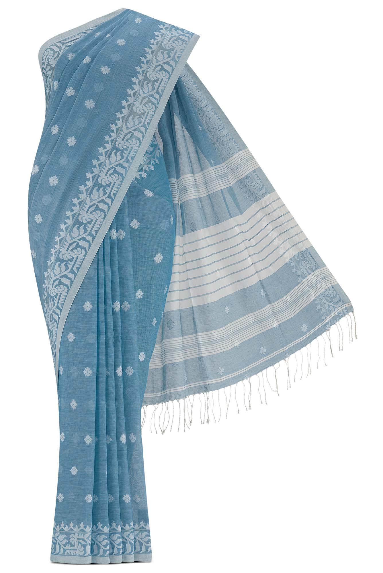 Aarna-Blue Bengal Cotton Saree