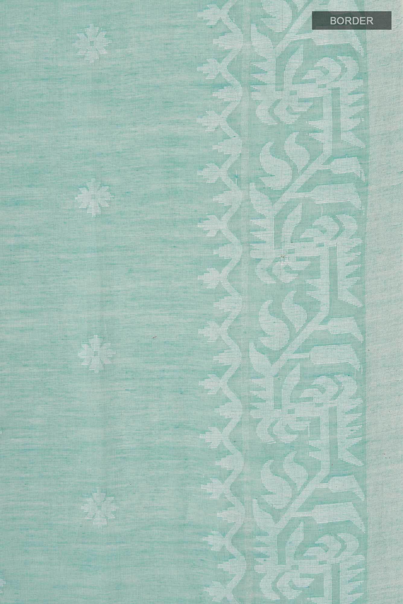 Aarna-Light Turquoise Bengal Cotton Saree