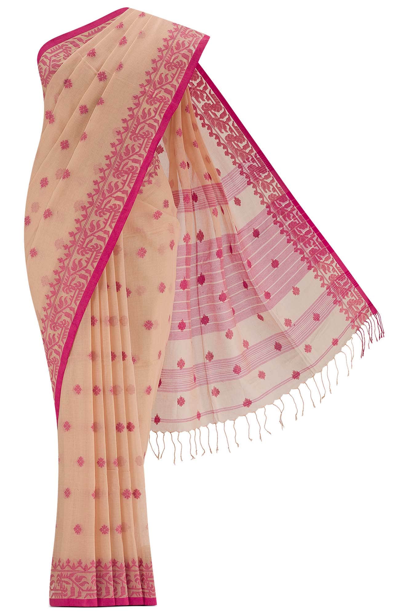 Aarna-Beige Bengal Cotton Saree