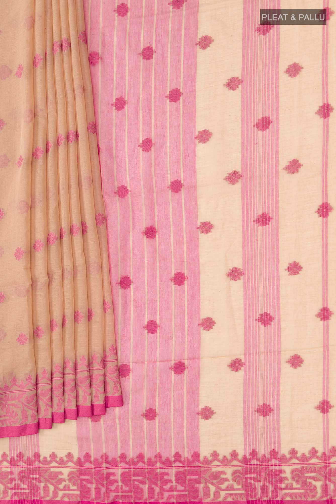 Aarna-Beige Bengal Cotton Saree