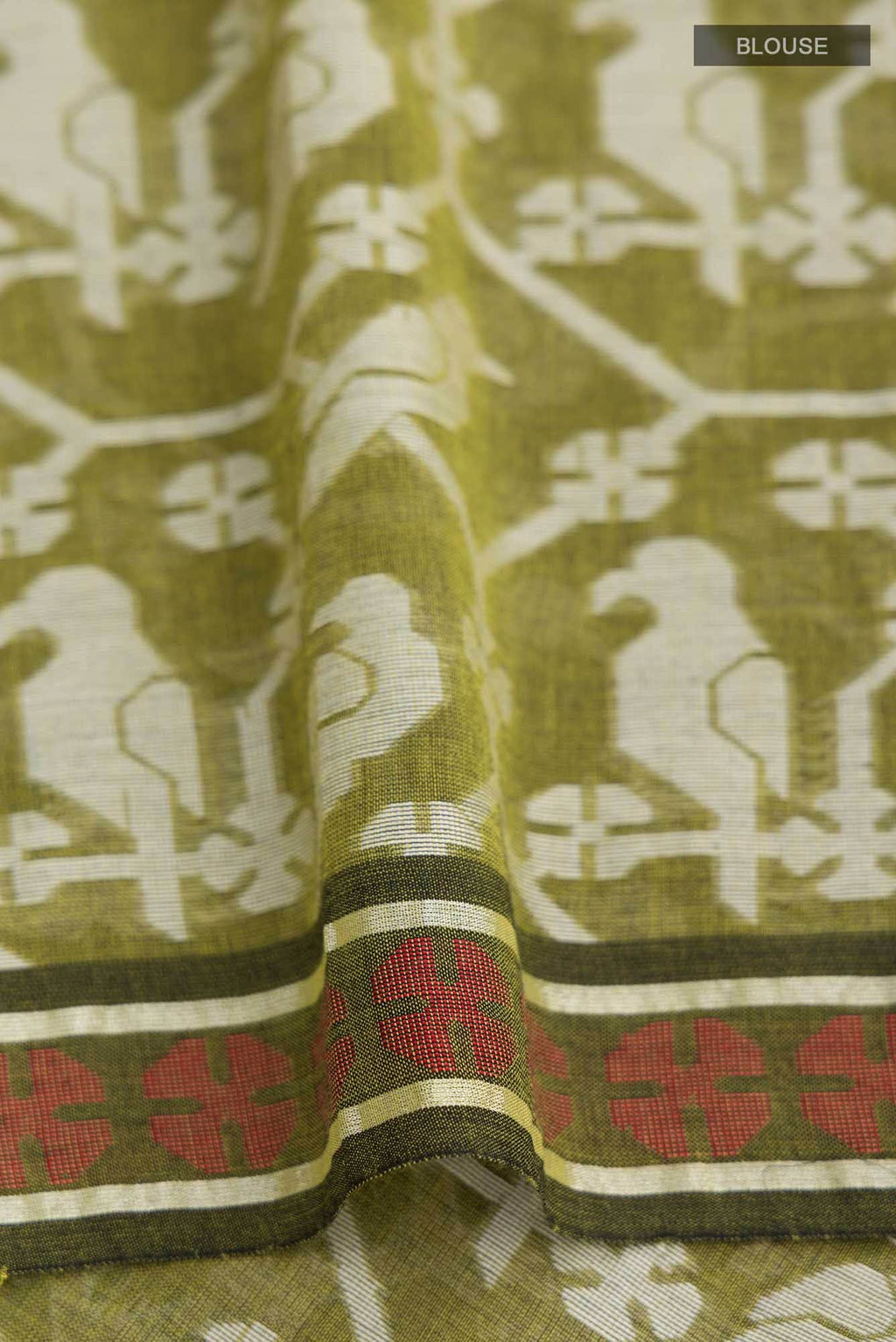 Mrinmayi-Olive Green Bengal Cotton Saree