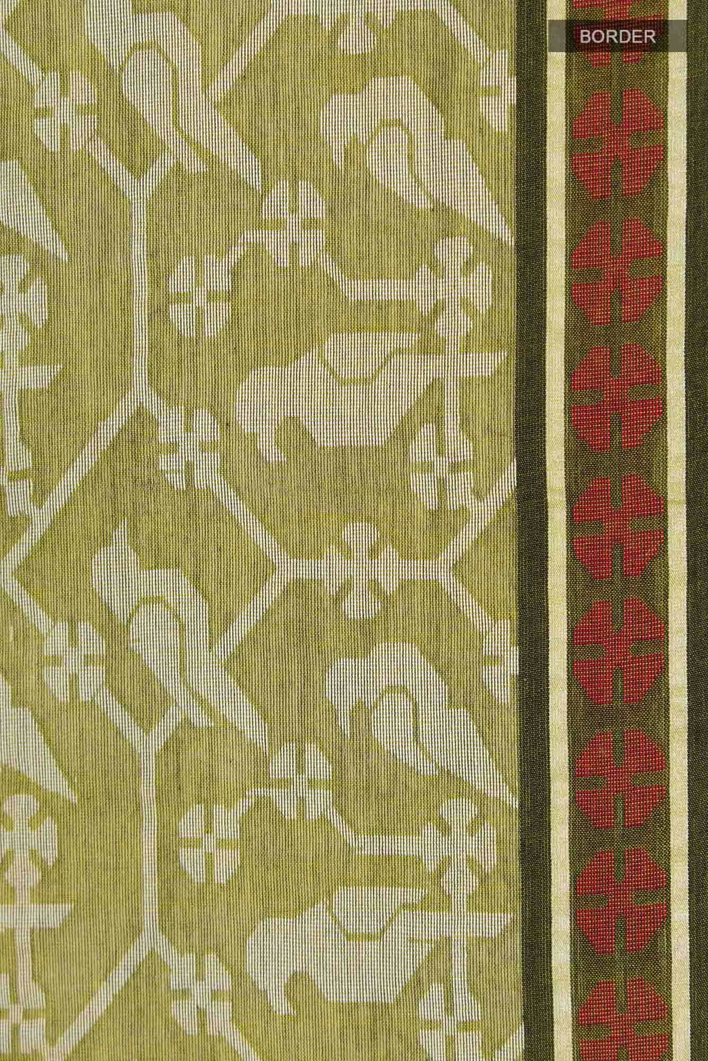 Mrinmayi-Olive Green Bengal Cotton Saree