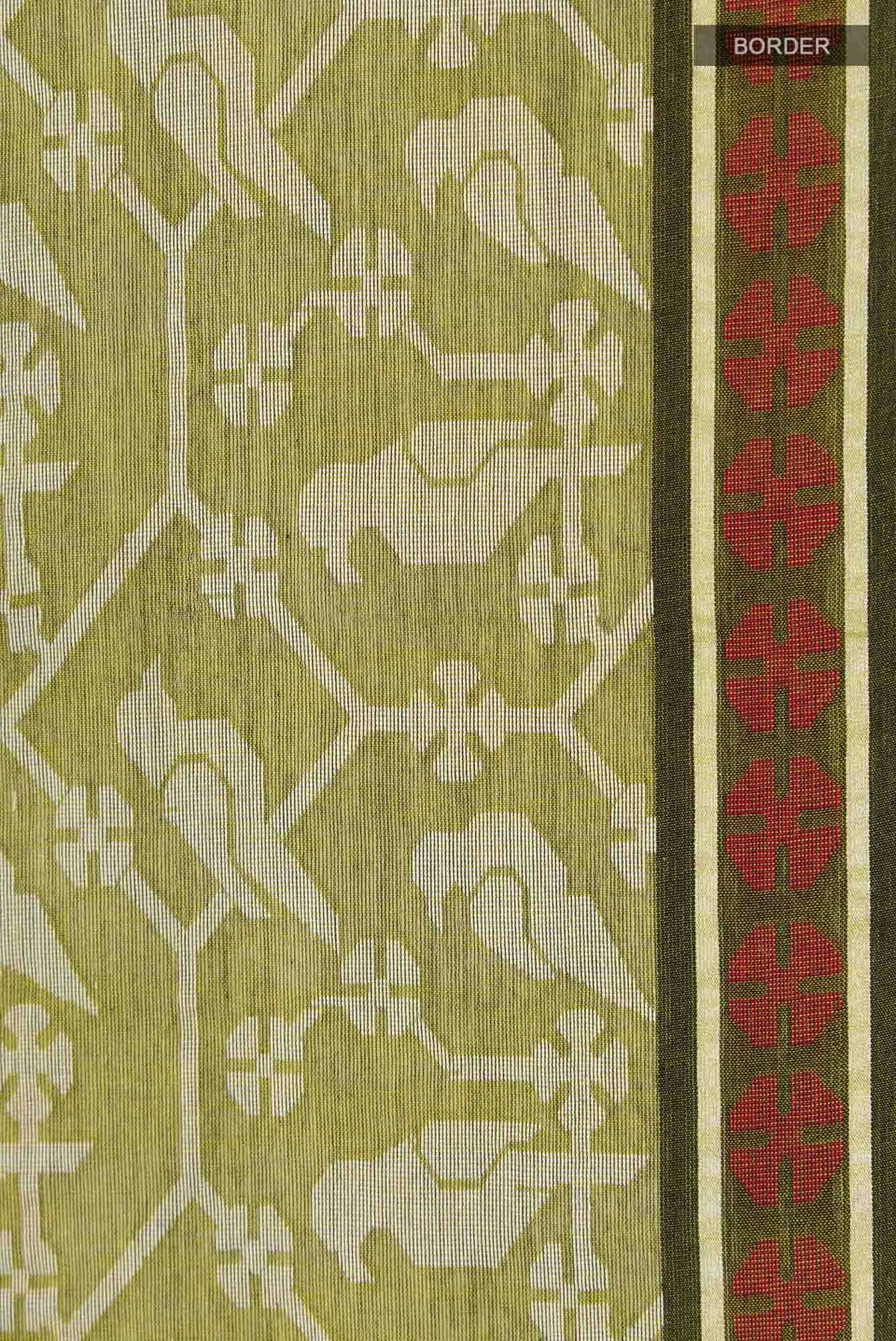 Mrinmayi-Olive Green Bengal Cotton Saree