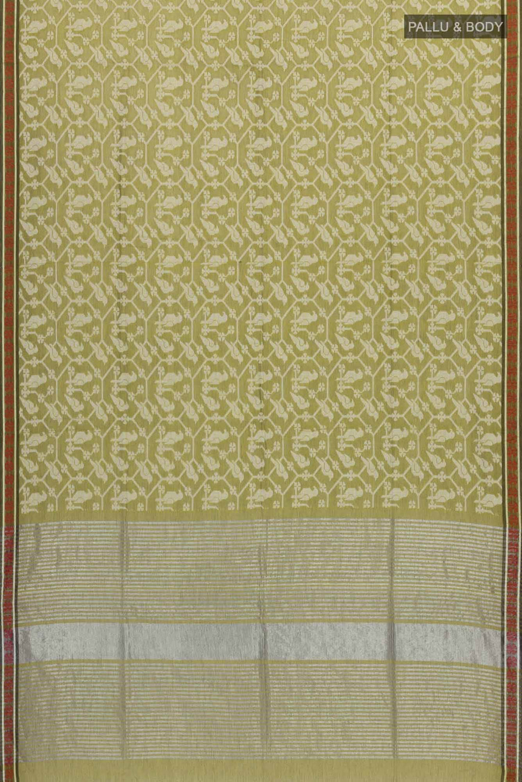 Mrinmayi-Olive Green Bengal Cotton Saree