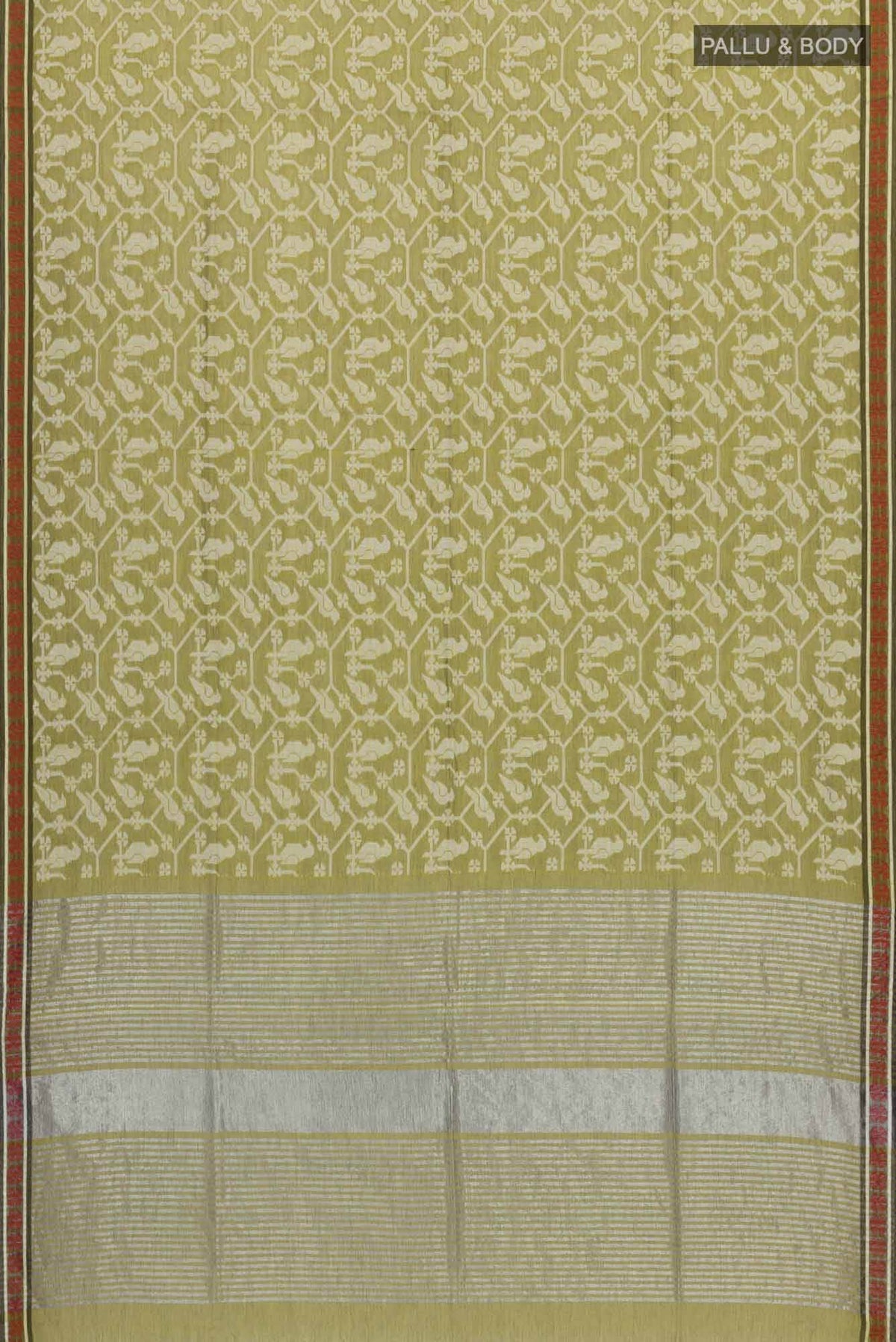 Mrinmayi-Olive Green Bengal Cotton Saree