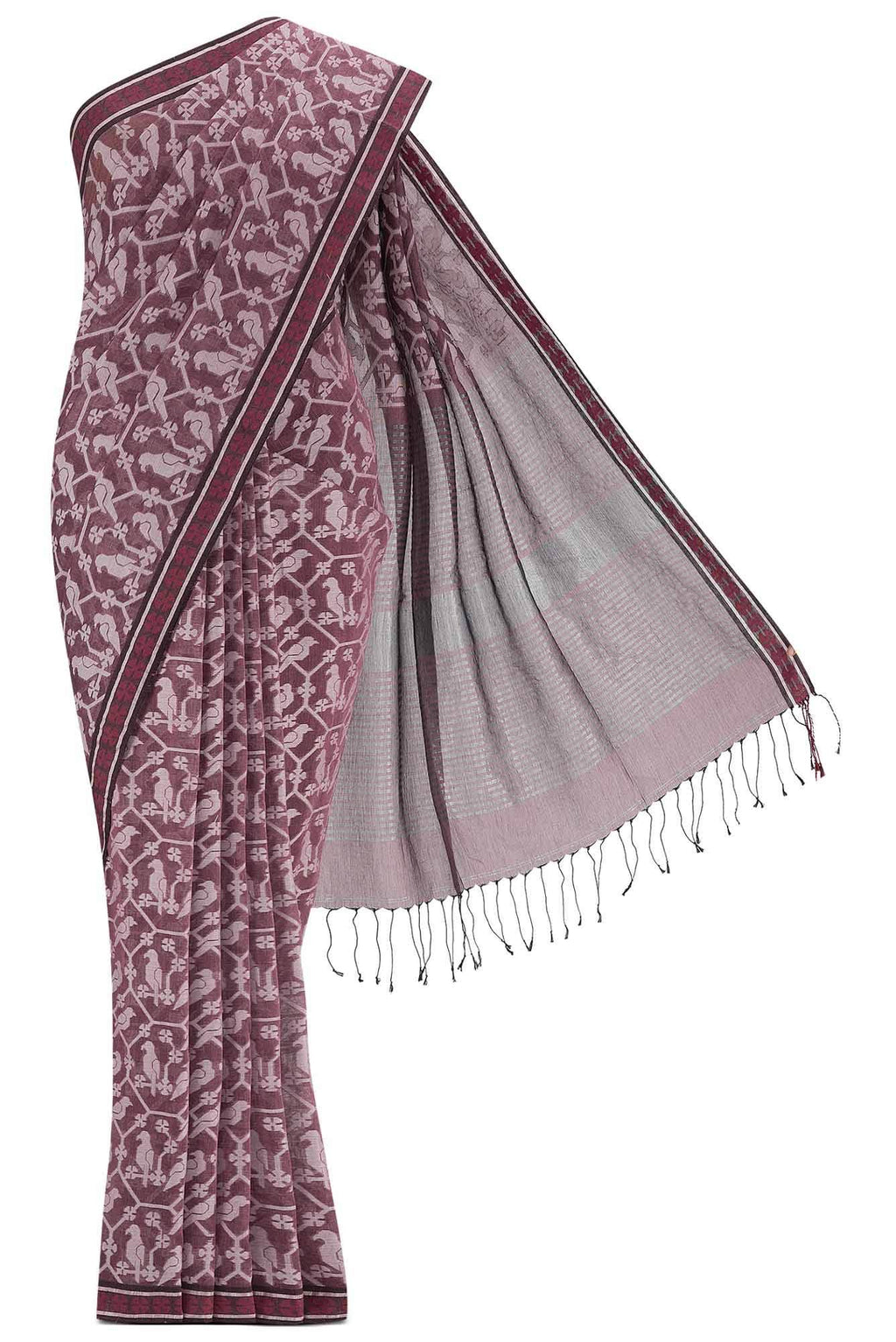 Mrinmayi-Wine Bengal Cotton Saree