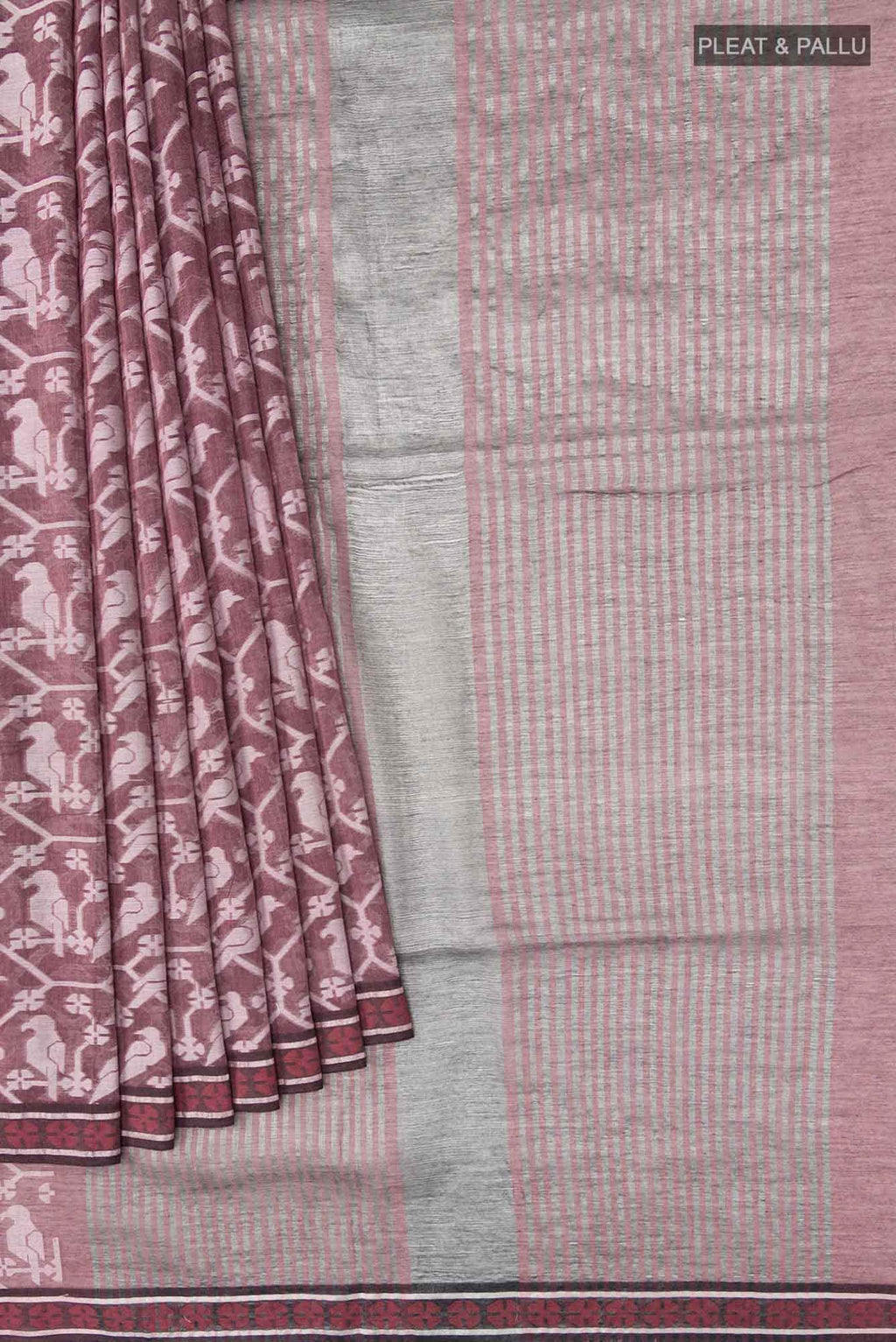 Mrinmayi-Wine Bengal Cotton Saree
