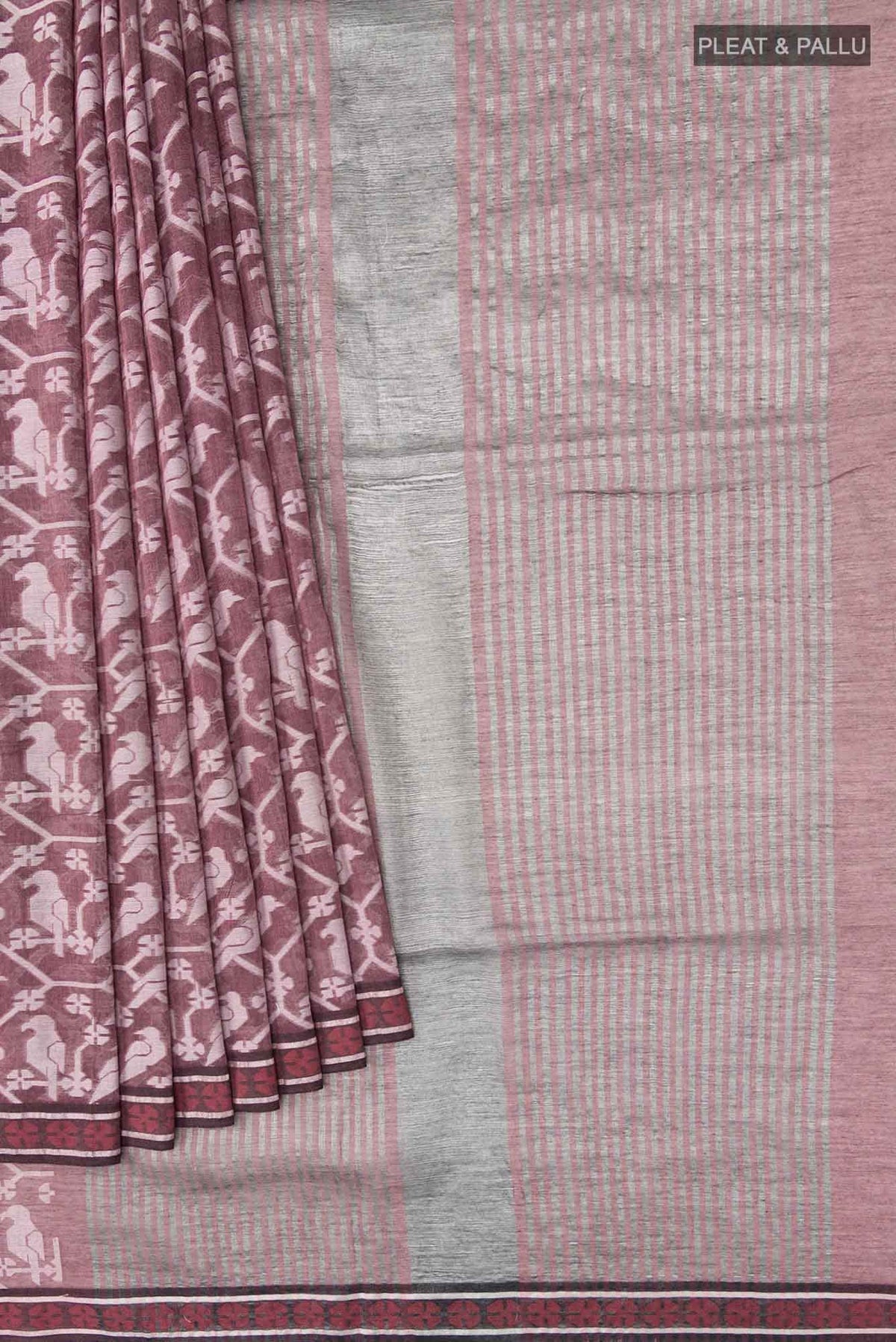 Mrinmayi-Wine Bengal Cotton Saree