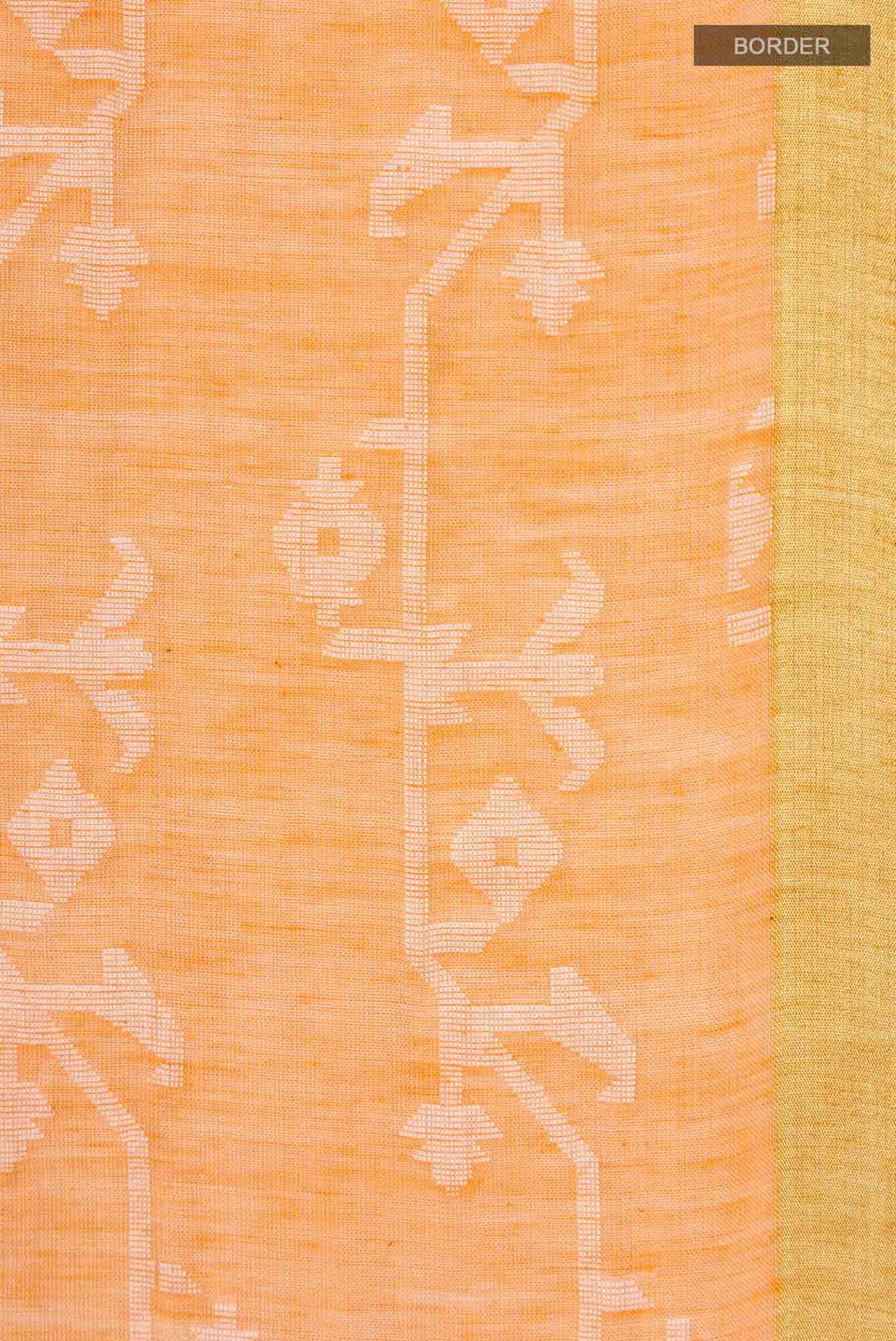 Kadambini-Light Orange Bengal Cotton Saree