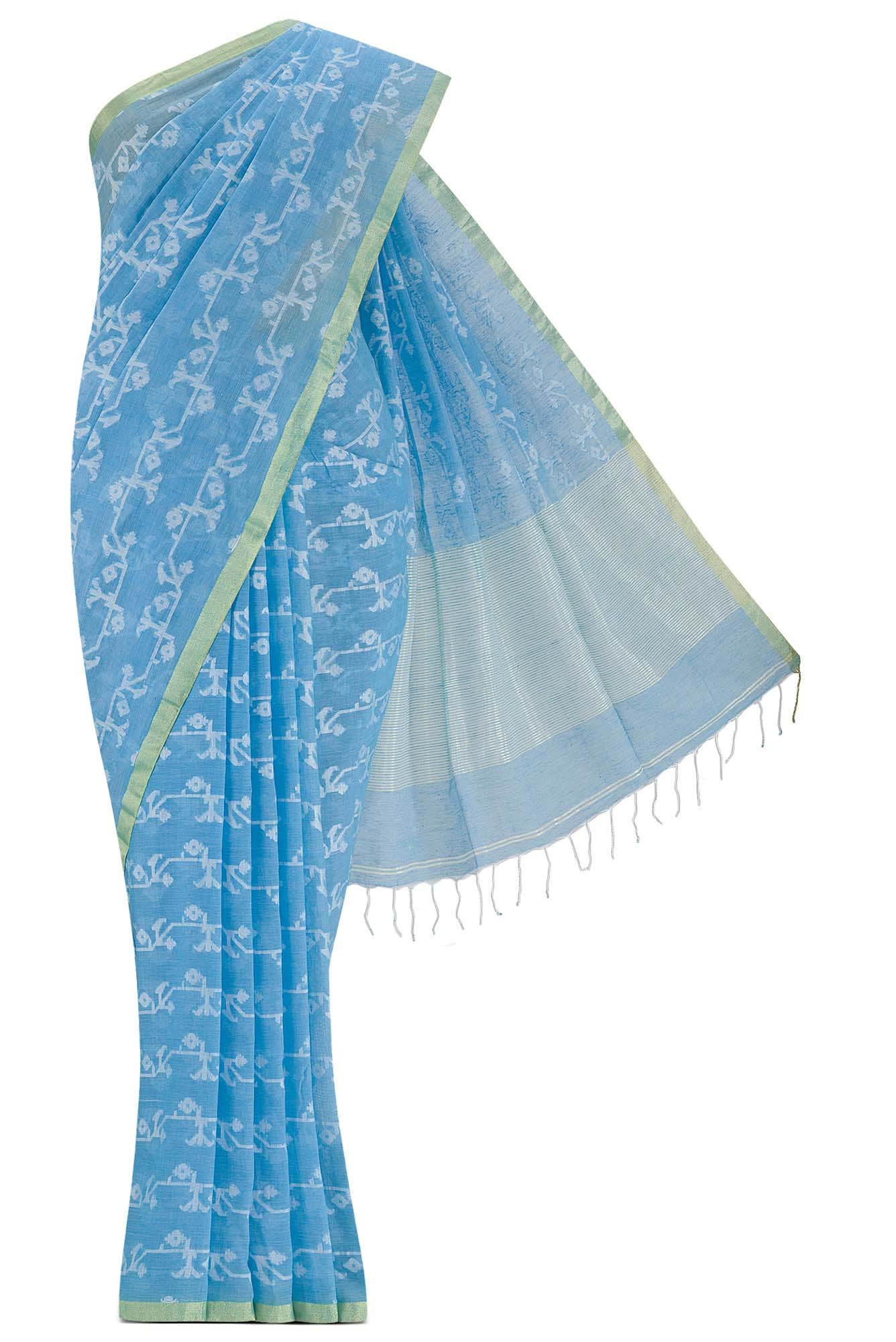 Kadambini-Light Blue Bengal Cotton Saree