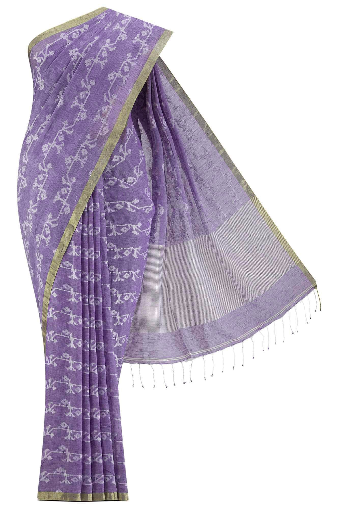 Kadambini-Light Purple Bengal Cotton Saree