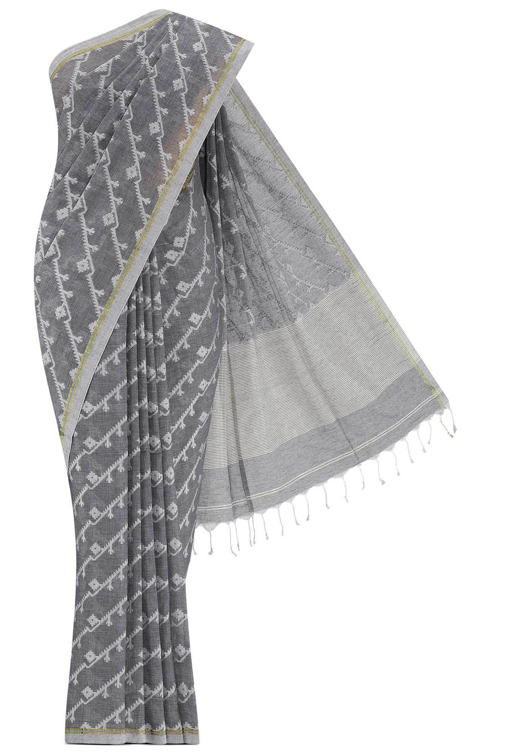 Bimala-Grey Bengal Cotton Saree