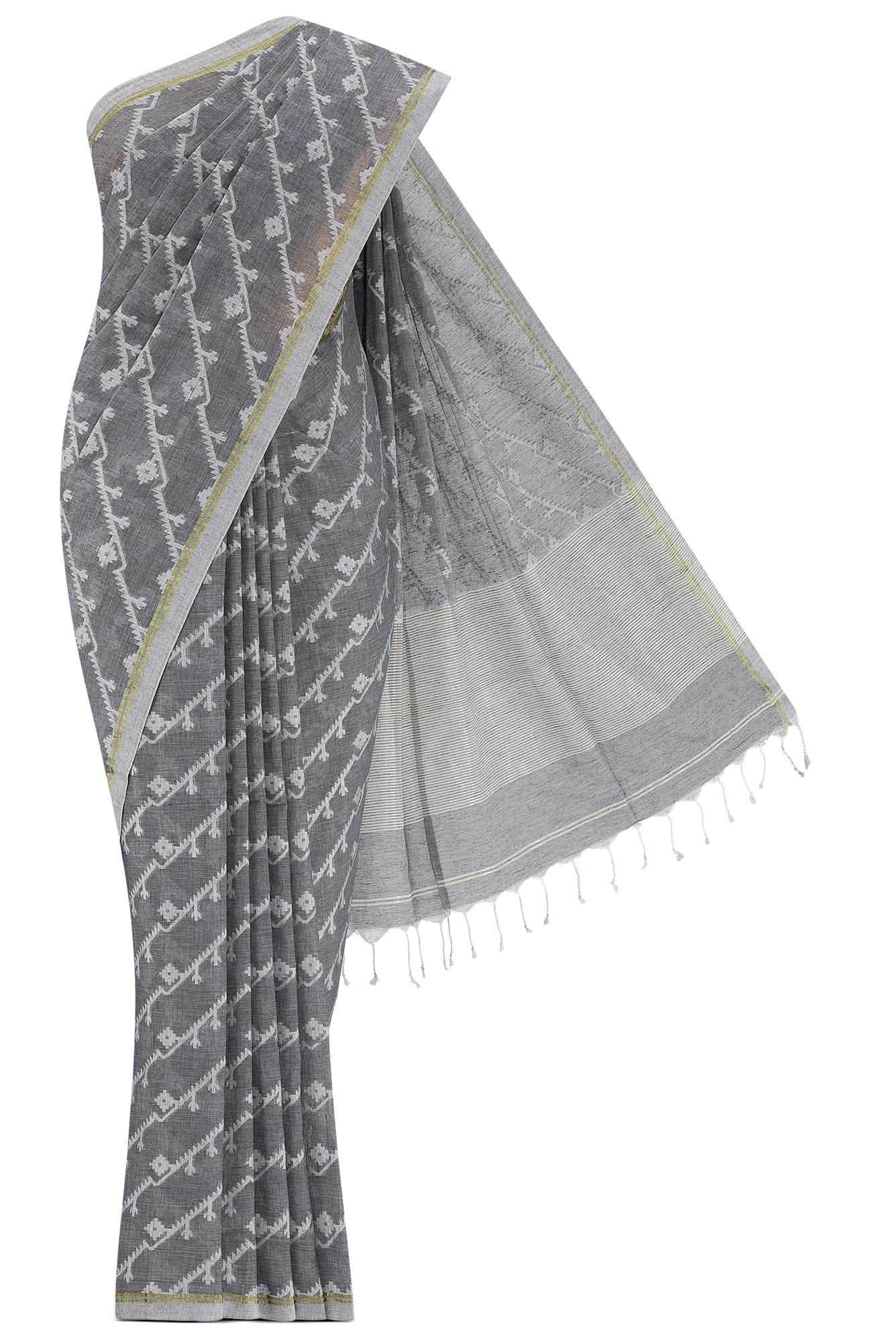 Bimala-Grey Bengal Cotton Saree
