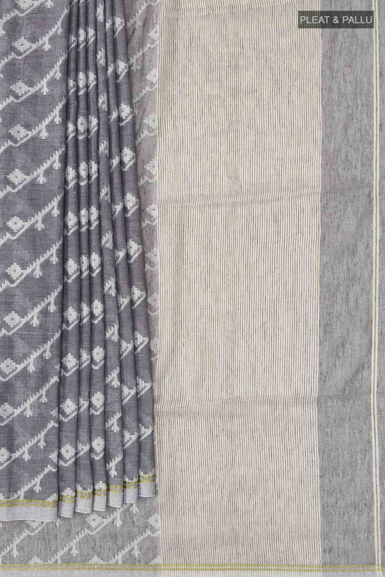 Bimala-Grey Bengal Cotton Saree