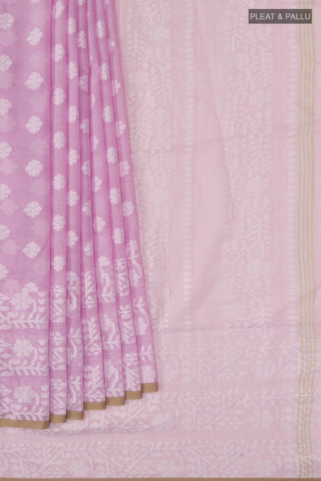 Mrinal-Light Pink Bengal Cotton Saree