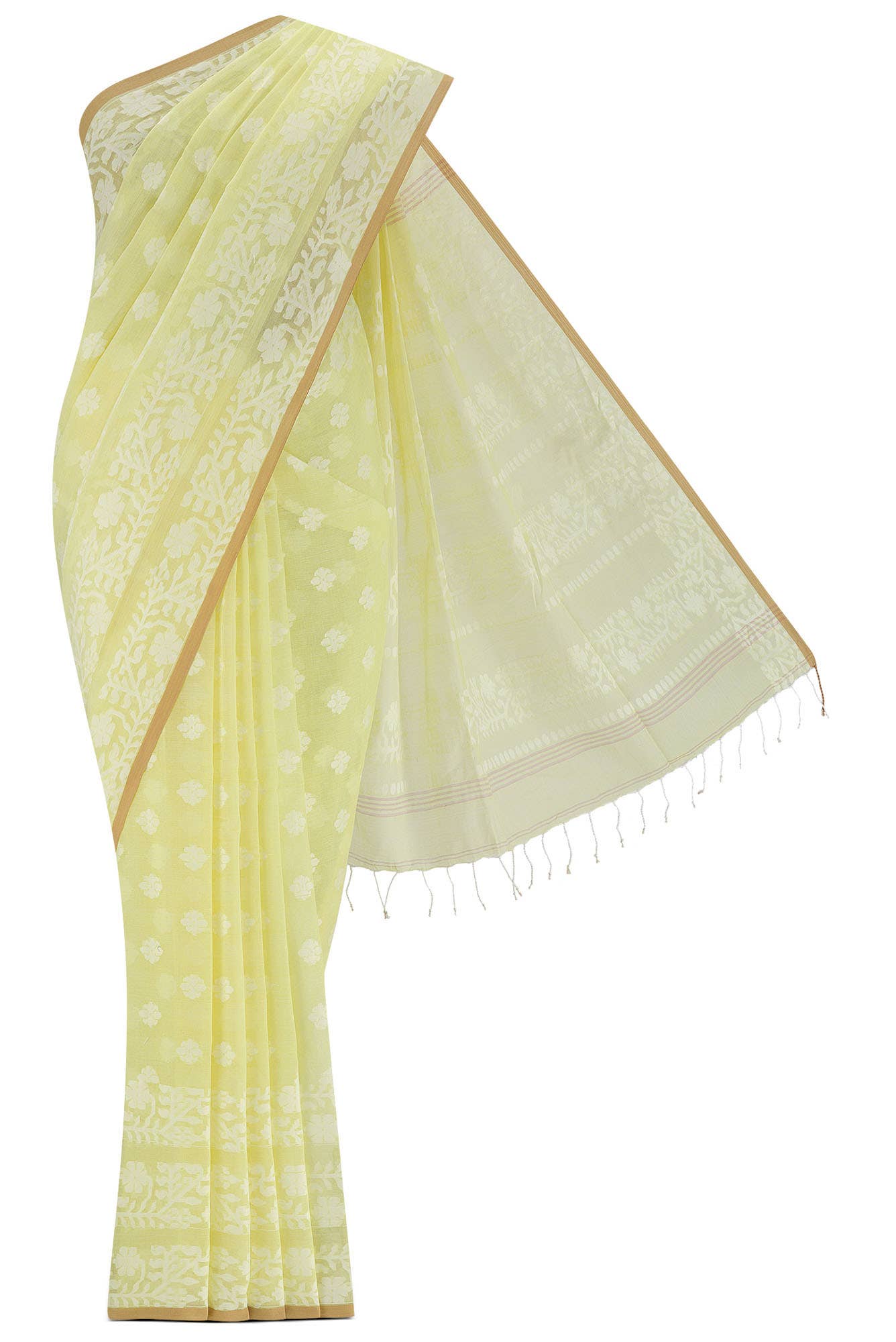 Mrinal-Light Yellow Bengal Cotton Saree