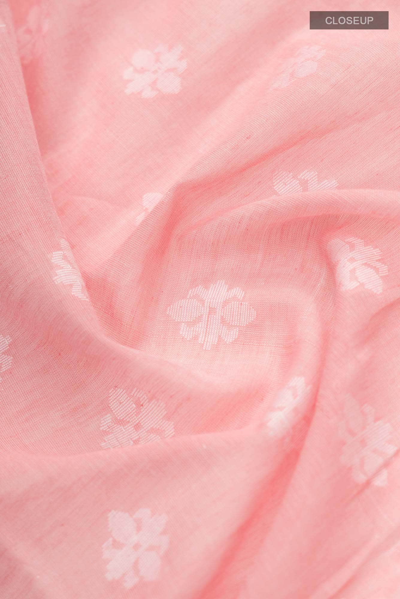 Mrinal-Peach Bengal Cotton Saree