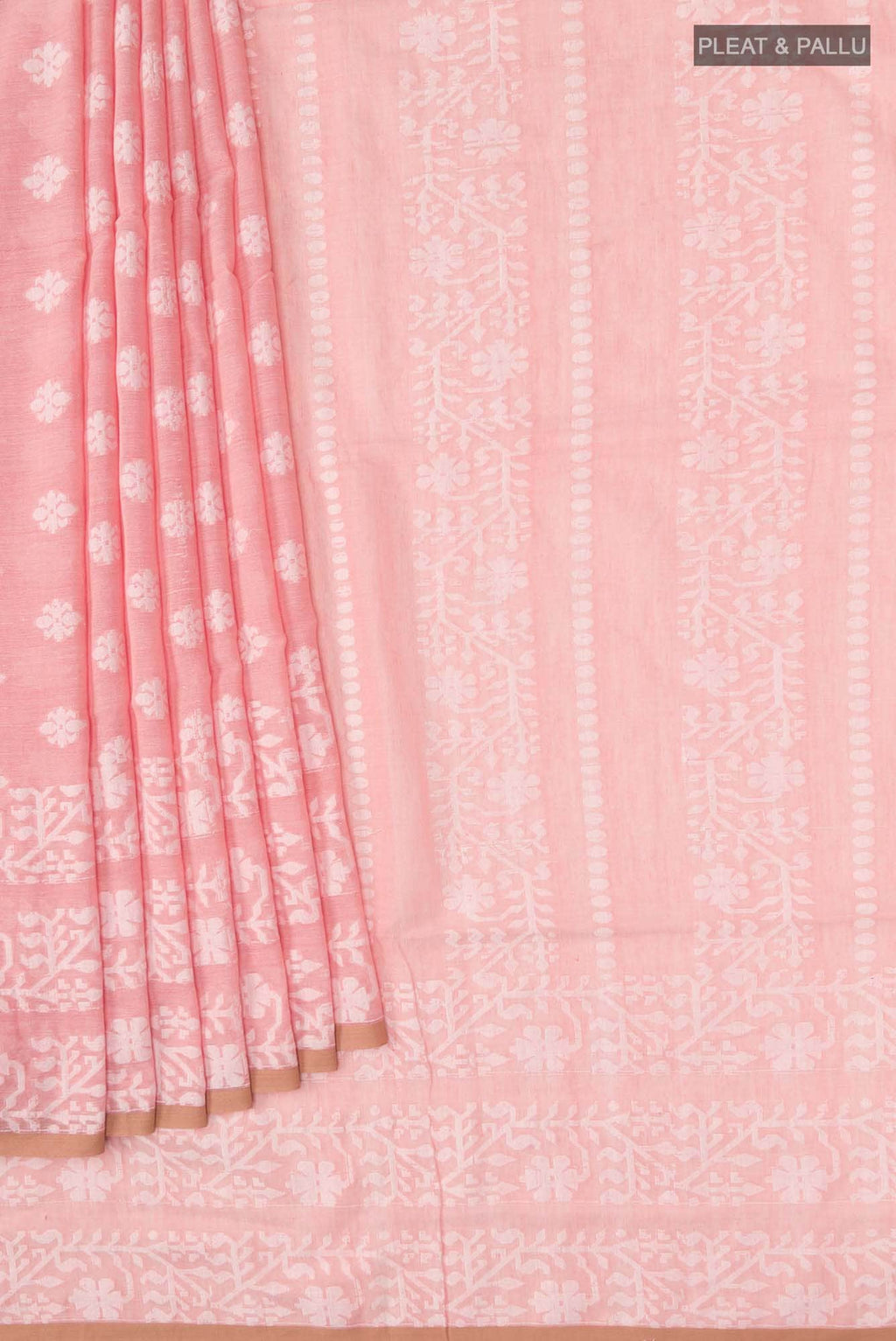Mrinal-Peach Bengal Cotton Saree