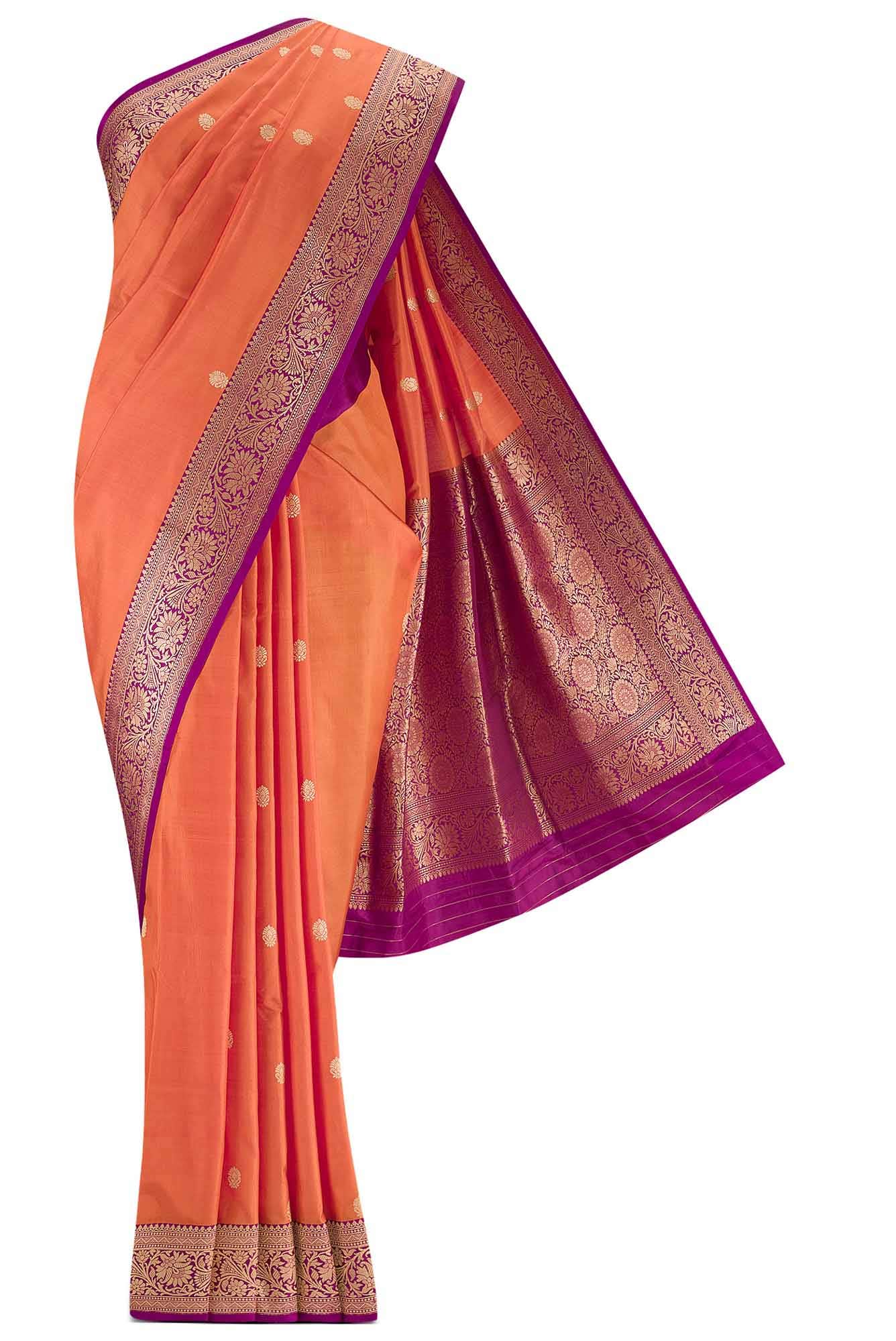 Orange Banarasi Katan Silk Saree
