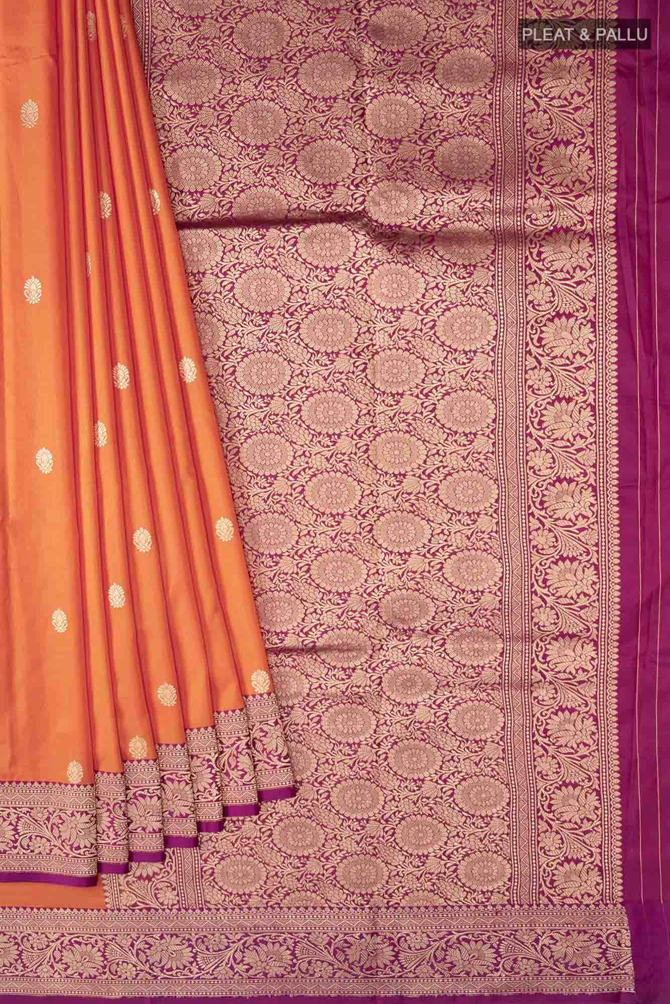 Orange Banarasi Katan Silk Saree